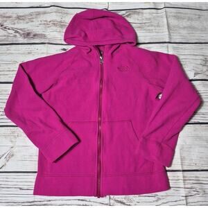 The North Face Hooded Fleece Jacket Pink Girls Size 14/16 Large, Full Zip